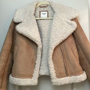 Abercrombie & Fitch Faux Suede Shearling Jacket